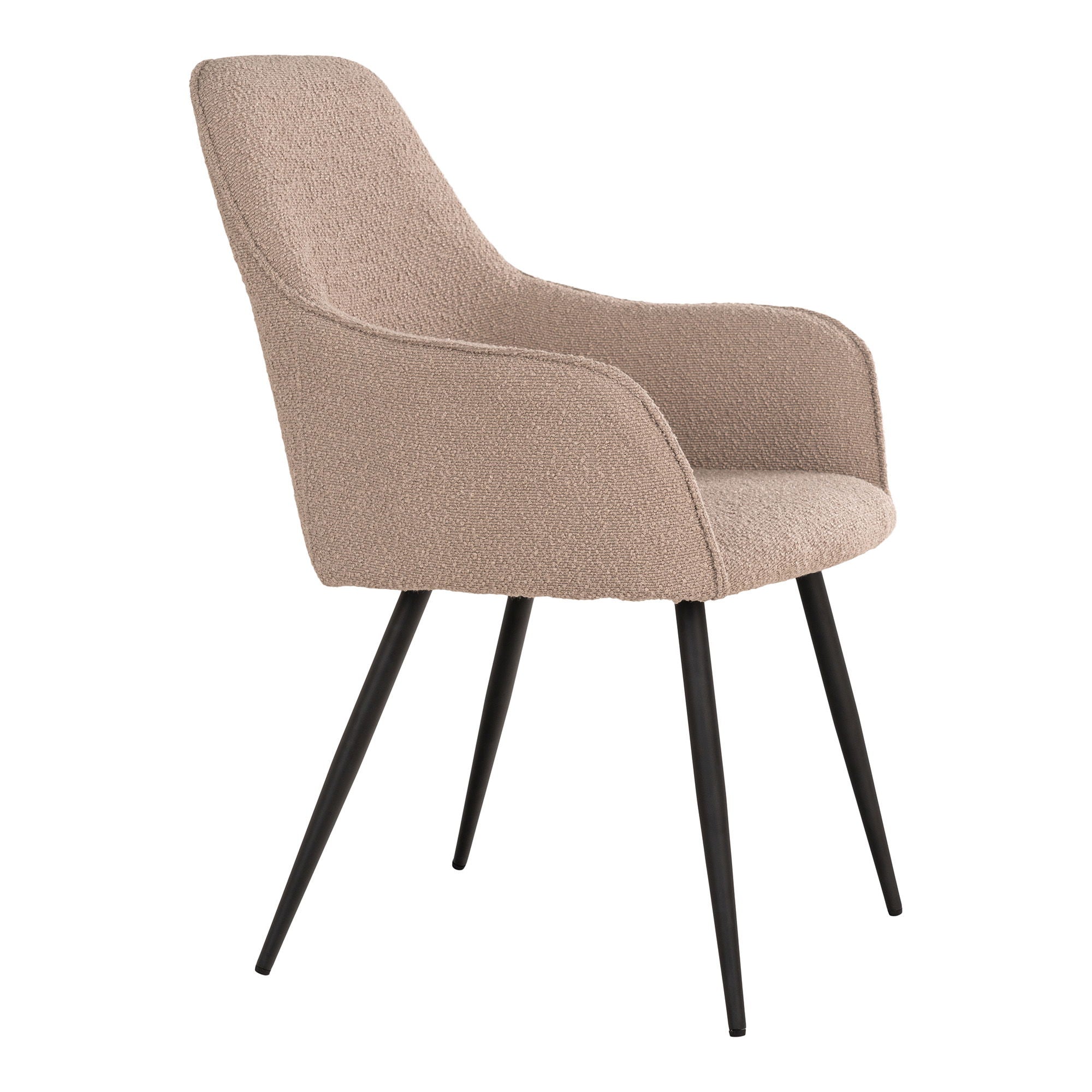 Harboeetkamerstoel in beige bouclé, set van 2