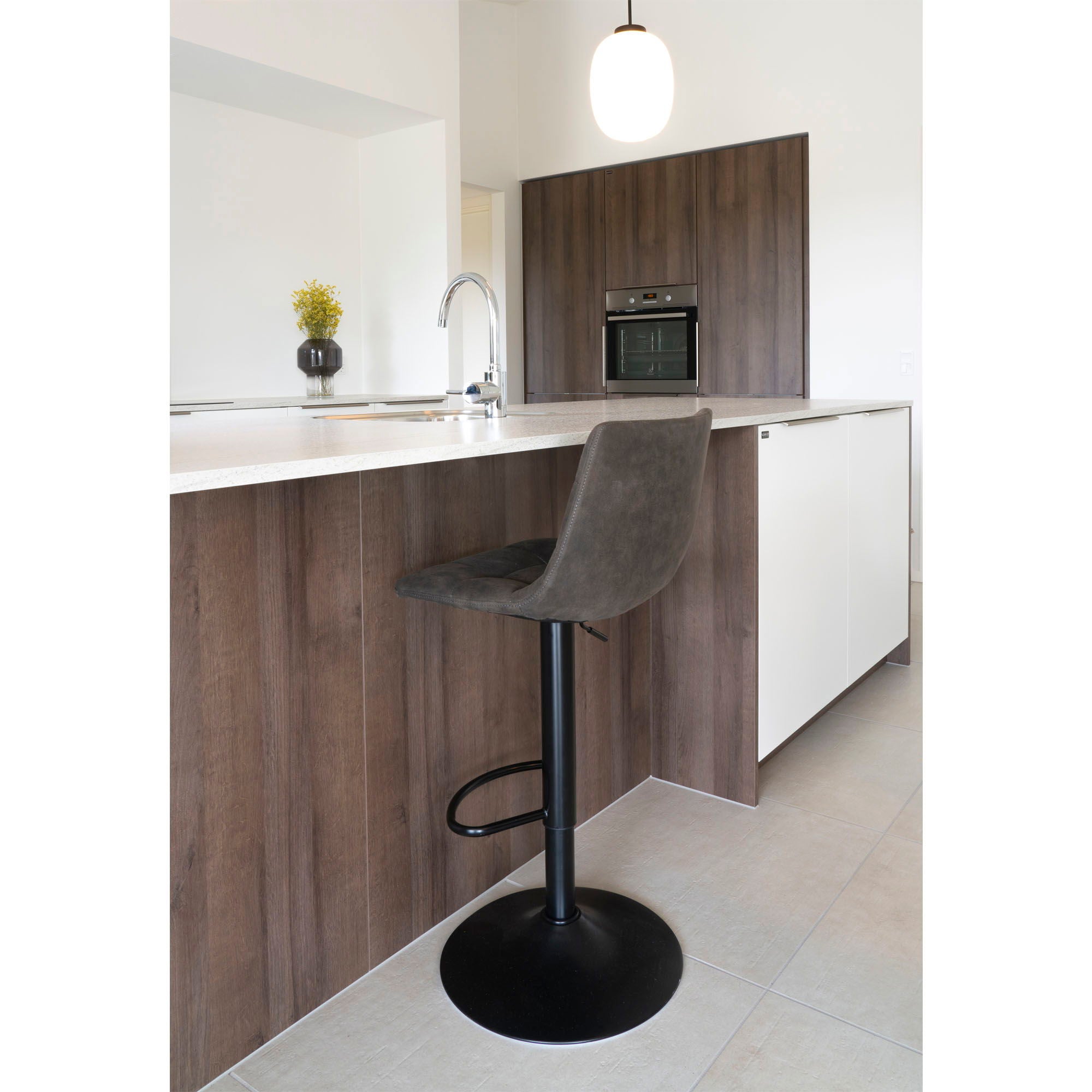 Middelfart barstoel in antraciet microfiber, set van 2