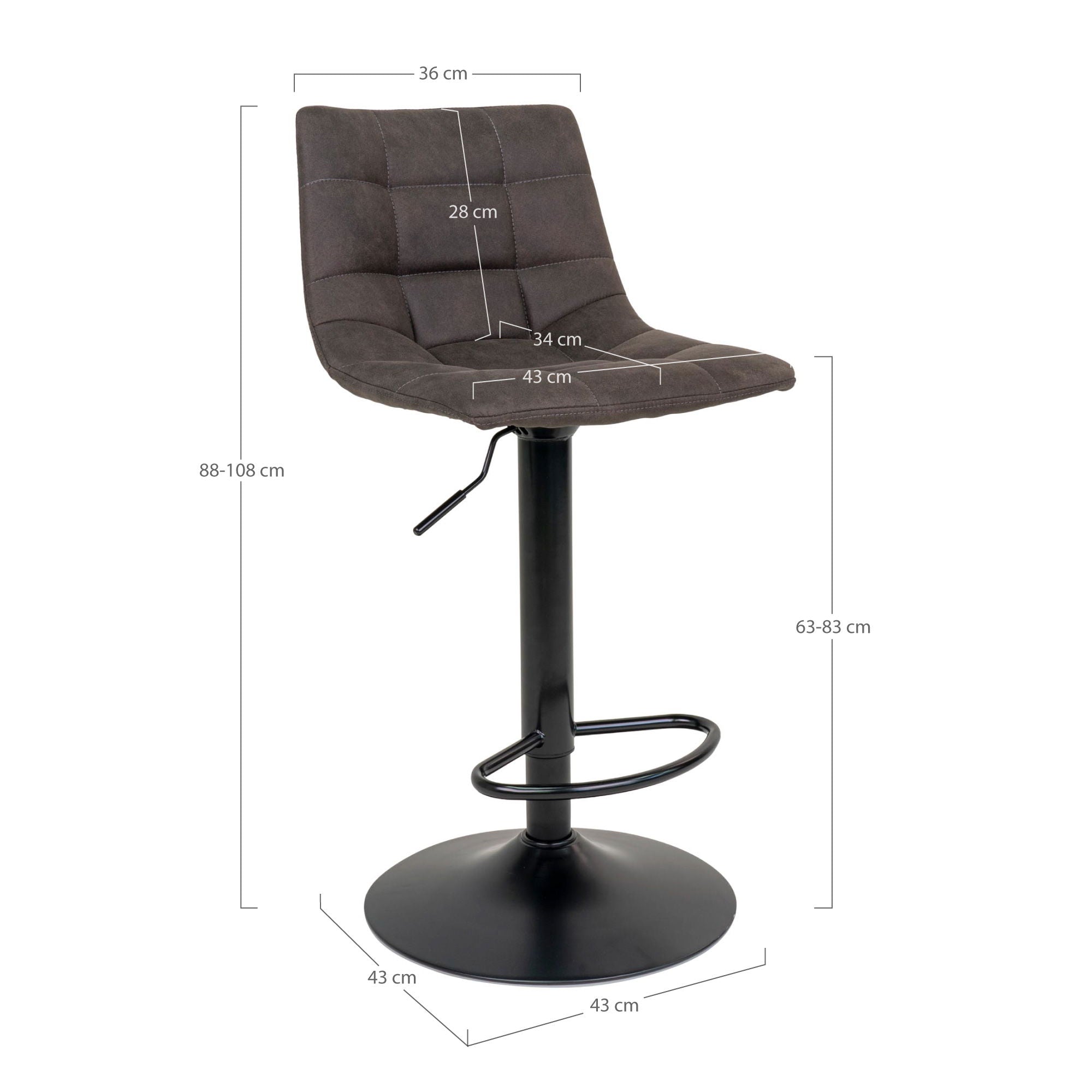 Middelfart barstoel in antraciet microfiber, set van 2