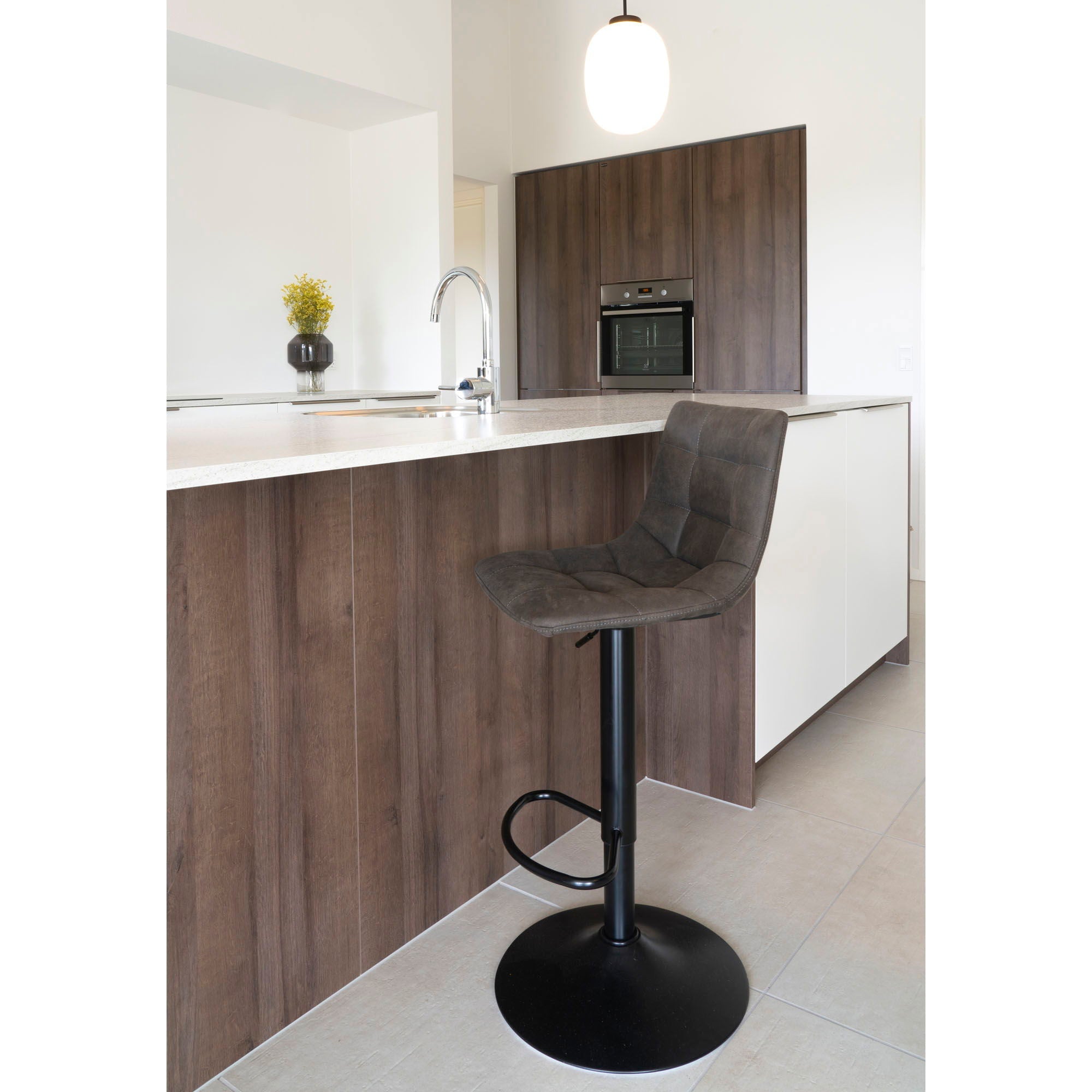 Middelfart barstoel in antraciet microfiber, set van 2