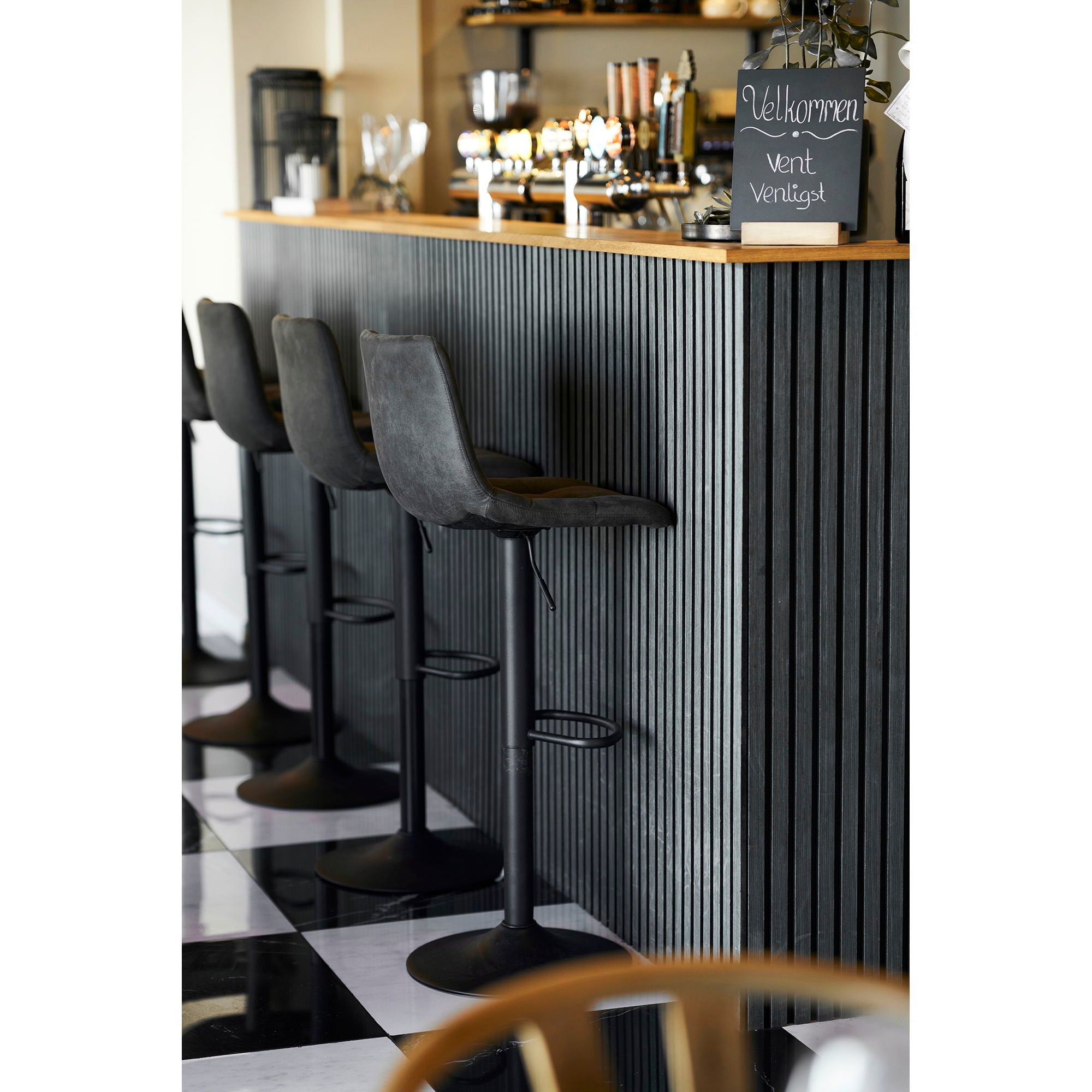 Middelfart barstoel in antraciet microfiber, set van 2