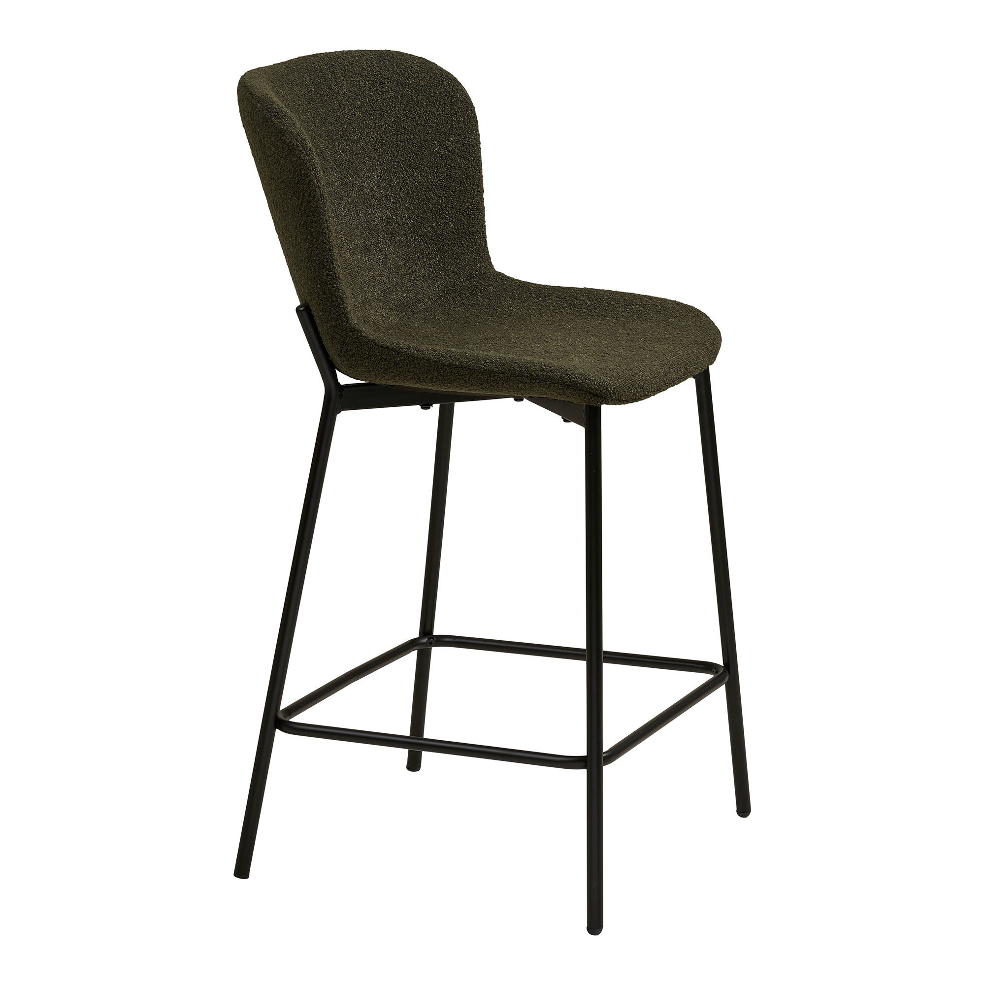 Maceda barstoel  in groen bouclé, set van 2