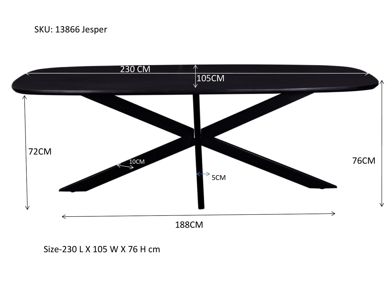 Jesper Danish Oval Black 230cm