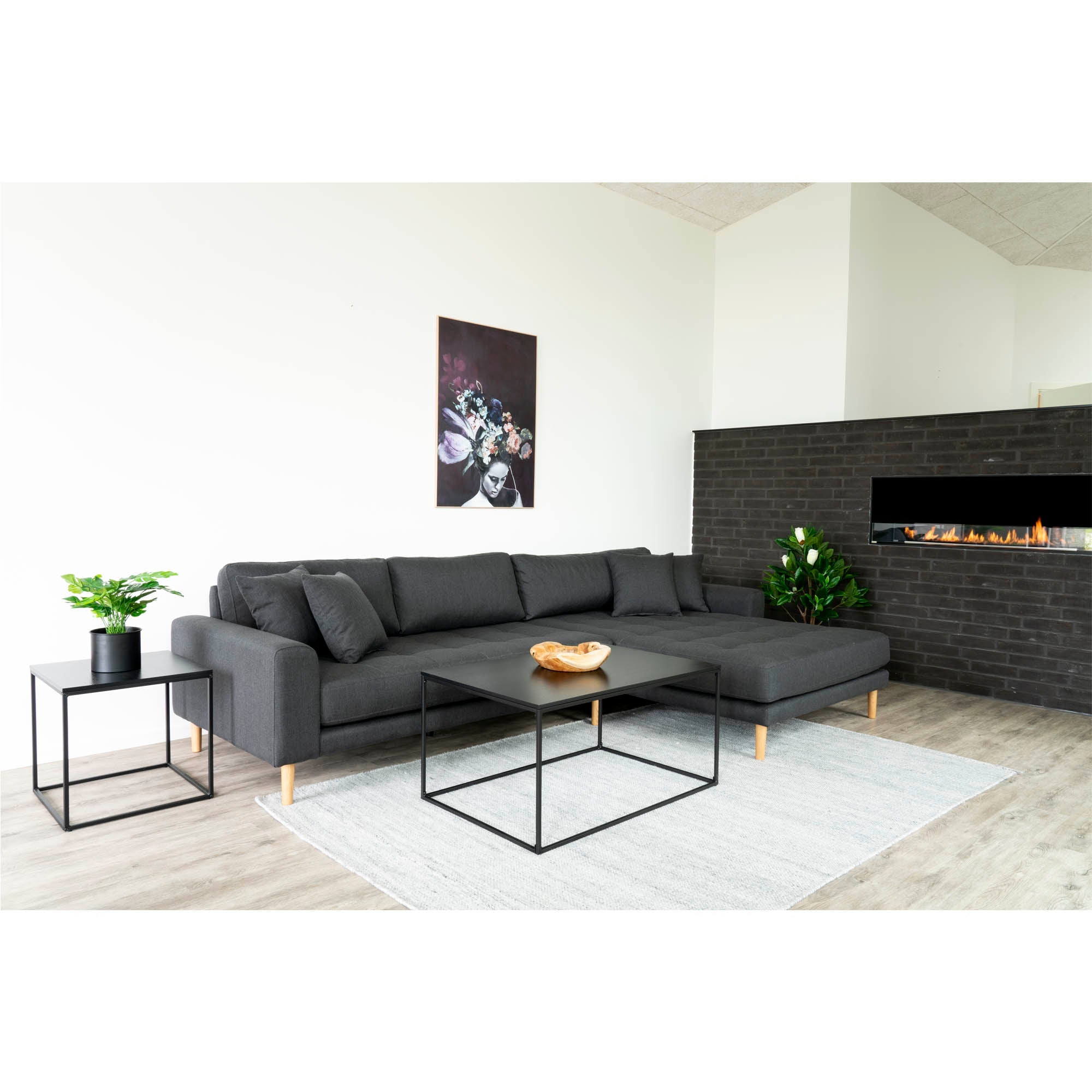 Vita salontafel met zwarte frame, 60x90x45 cm
