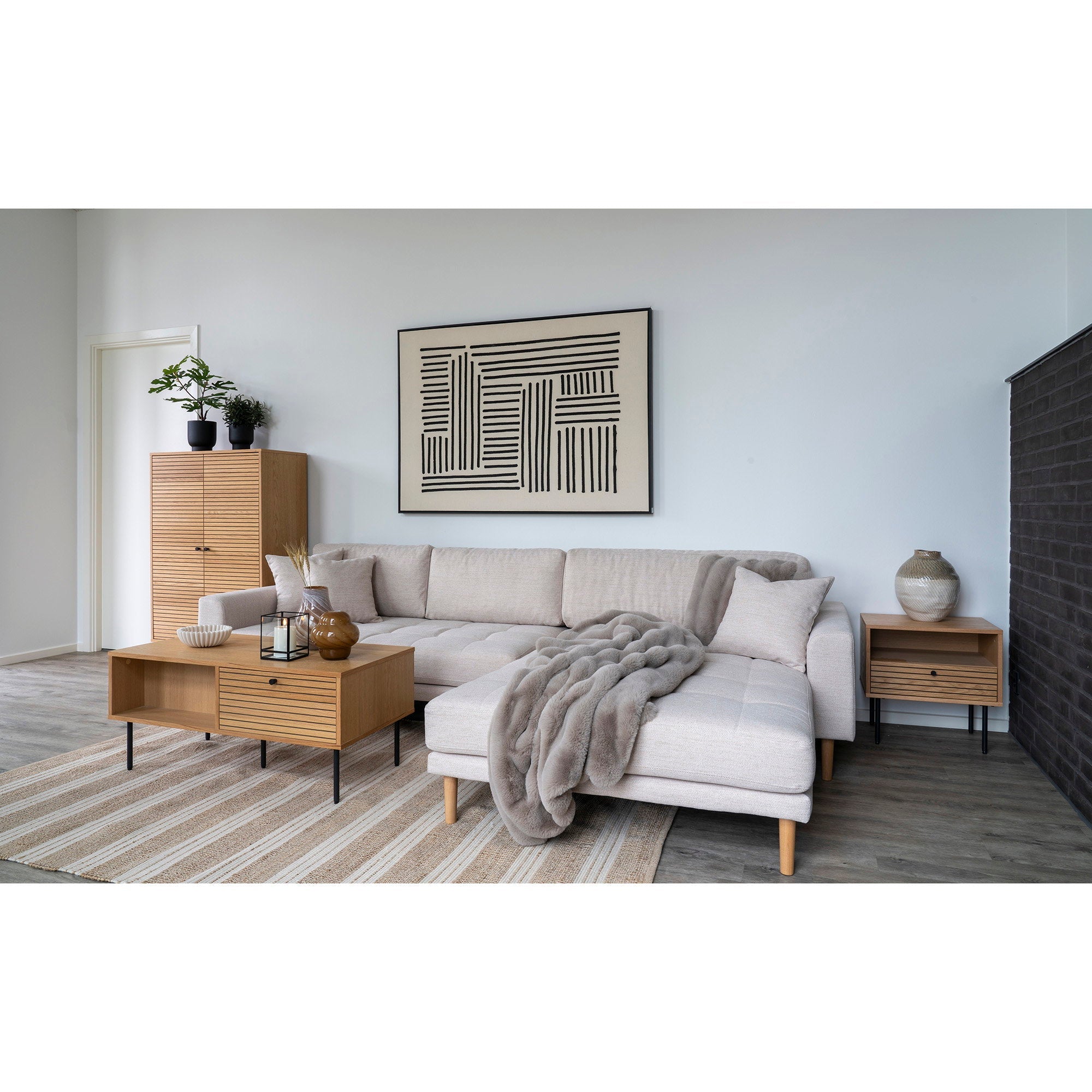 Kyoto salontafel met lades in oak veneer, 50x100x45 cm