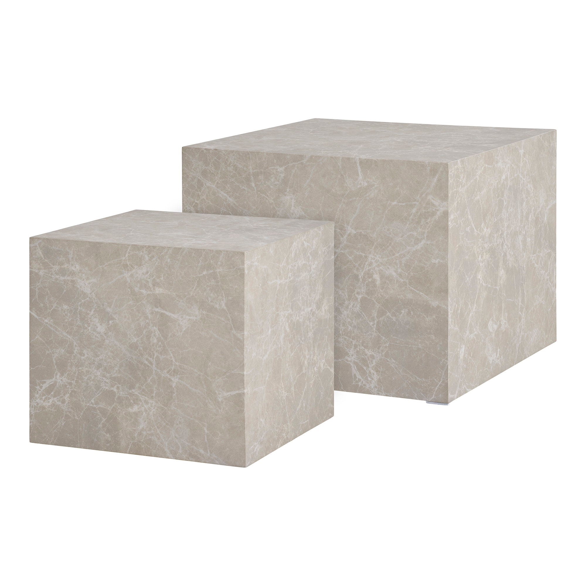 Prague salontafel, marble look, beige set of 2