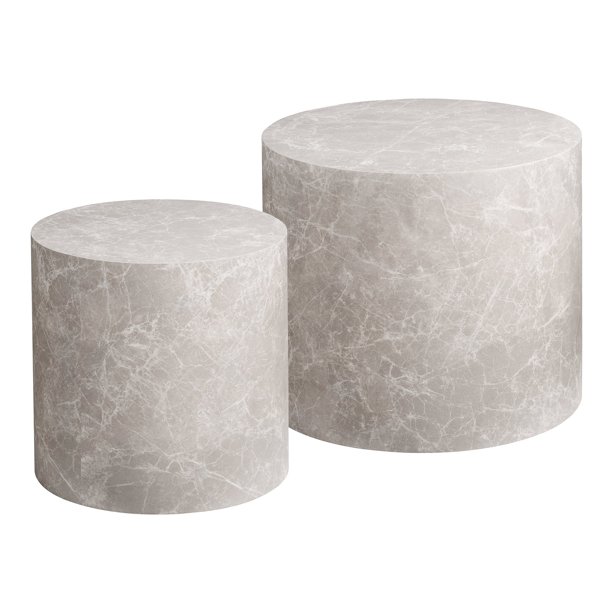 Prague salontafel Marmerlook, ronde beige set van 2