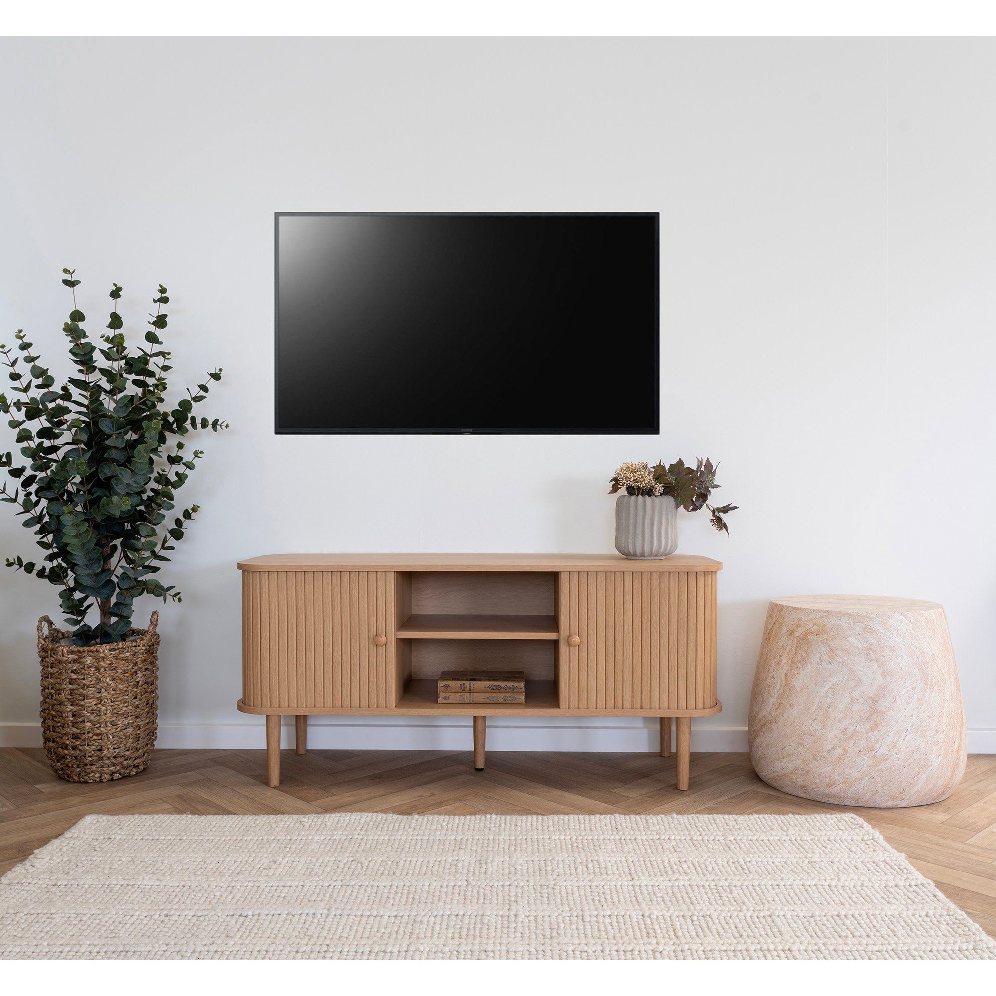 Nikko TV-bench - TV-bench, 2 doors, natural 113x40x52 cm