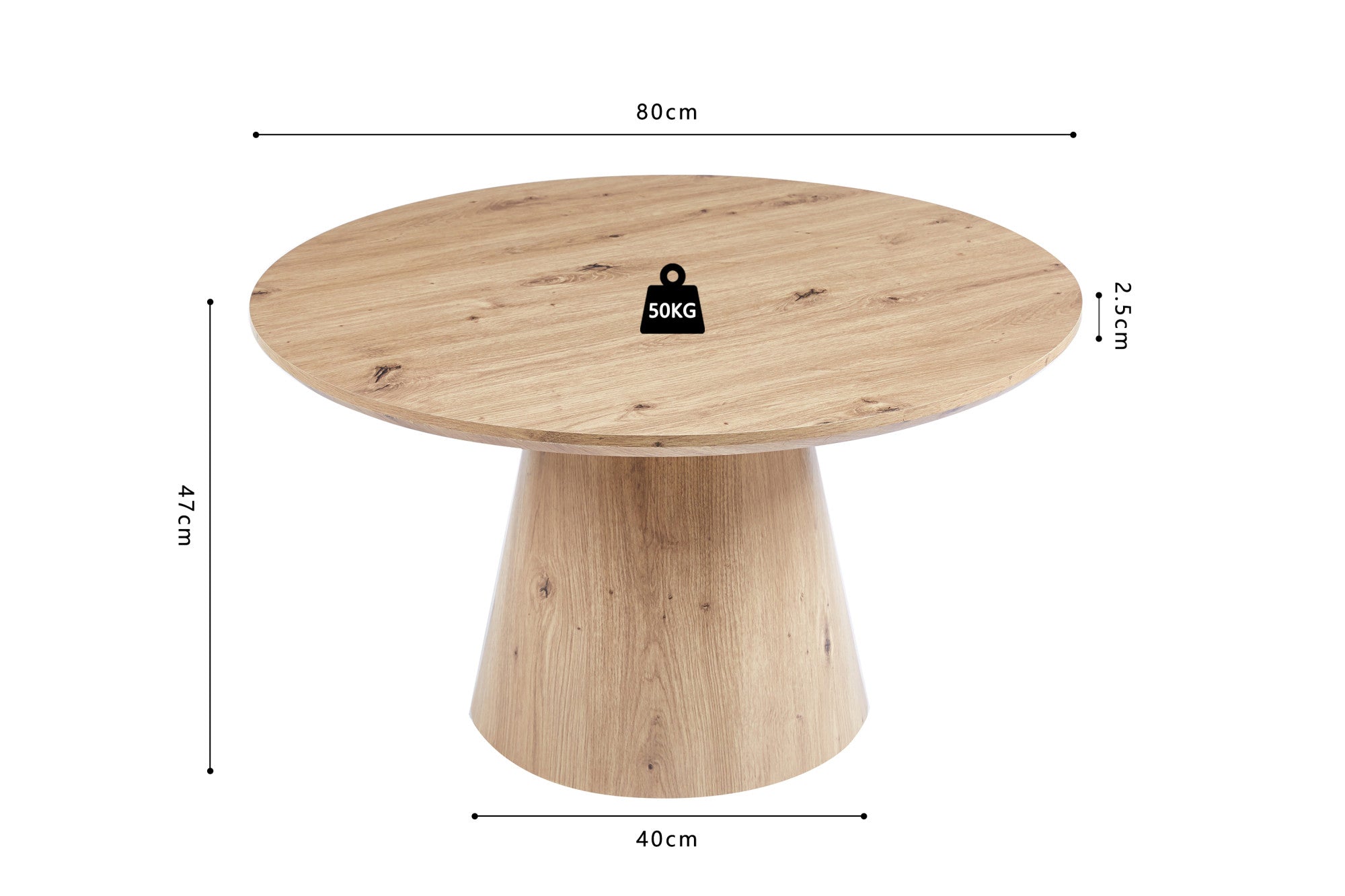 Salontafel Luka 80 cm Oude eik