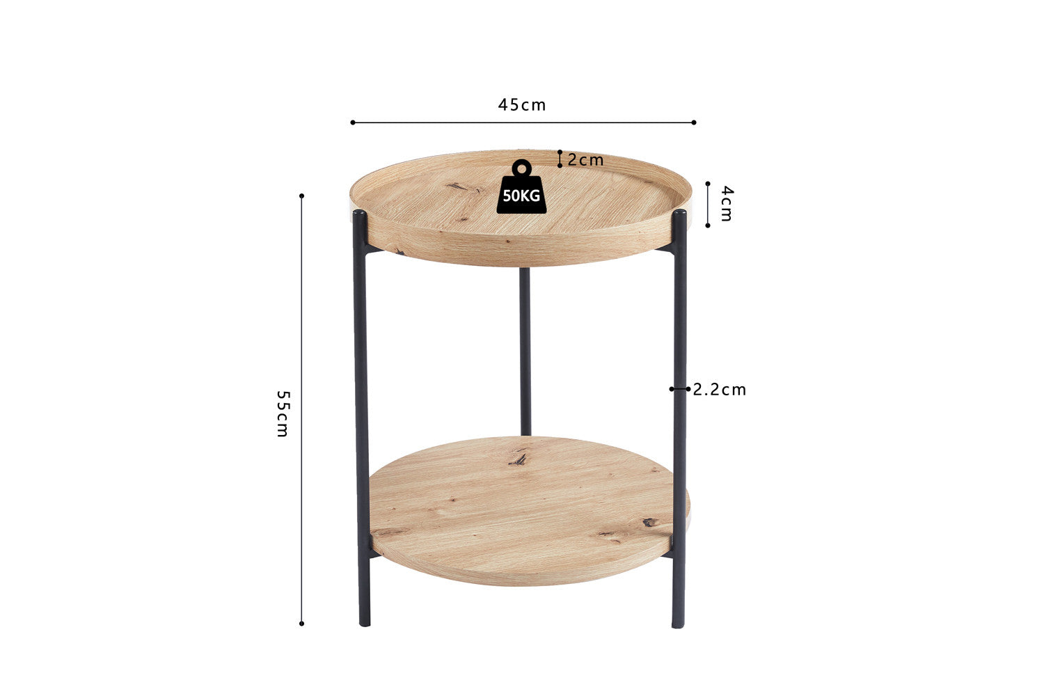 Salontafel 'Dalina' 45 cm Decor Oude eik