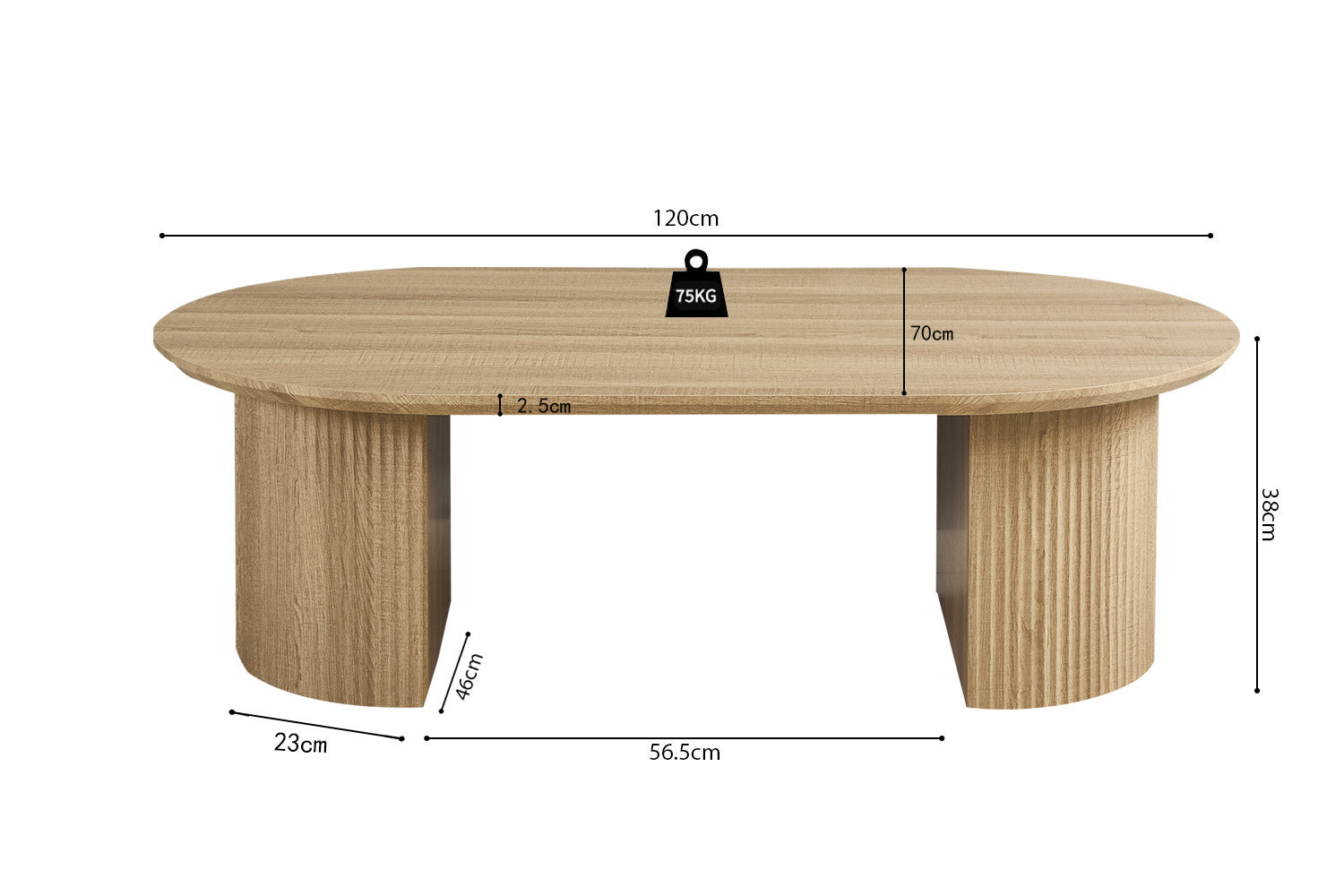 Salontafel 'Lagos' 120 cm Decor Eik Naturel