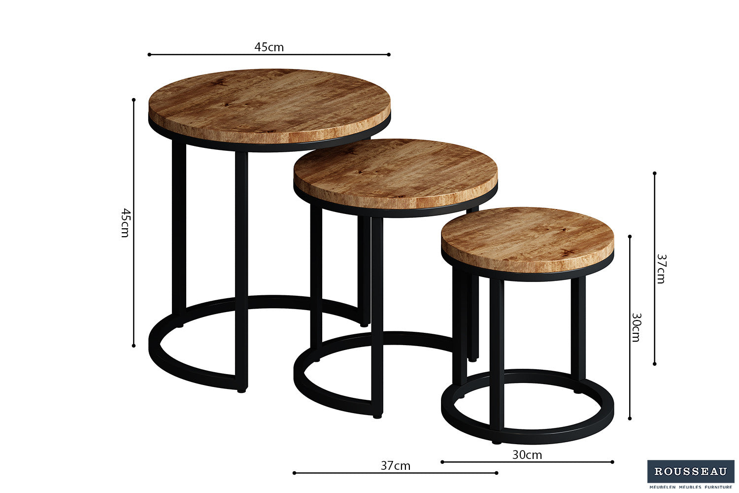 Bijzettafel 'Plano' 3-delig Mango hout