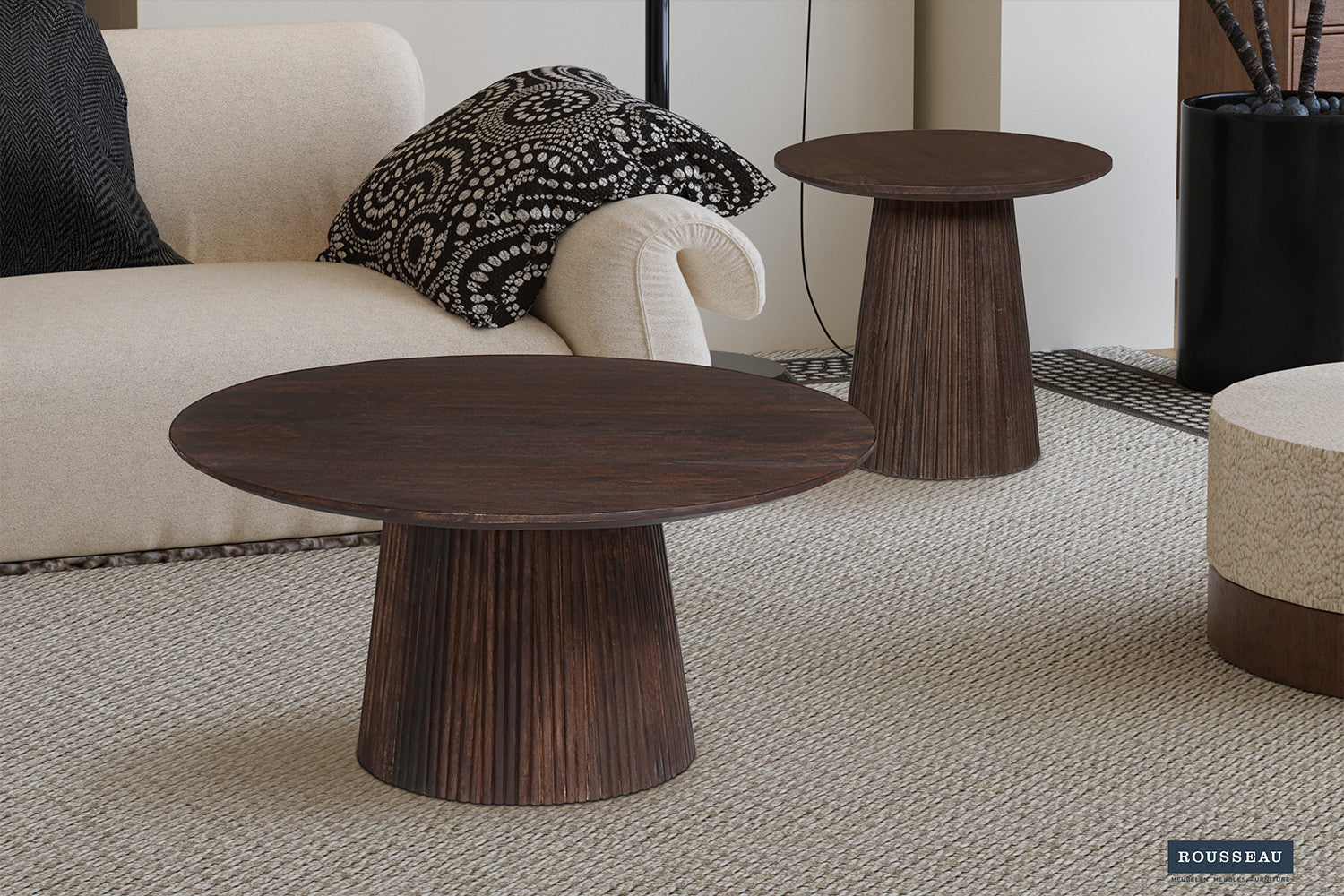 Salontafel Miguel 50 cm Rond Donkerbruin
