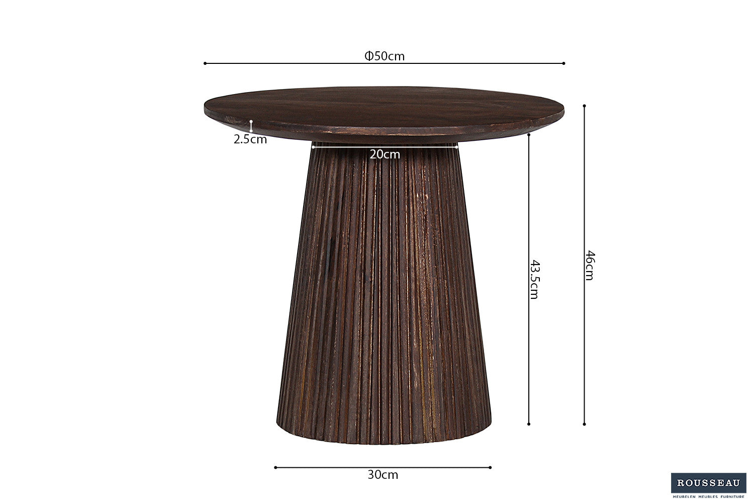 Salontafel Miguel 50 cm Rond Donkerbruin