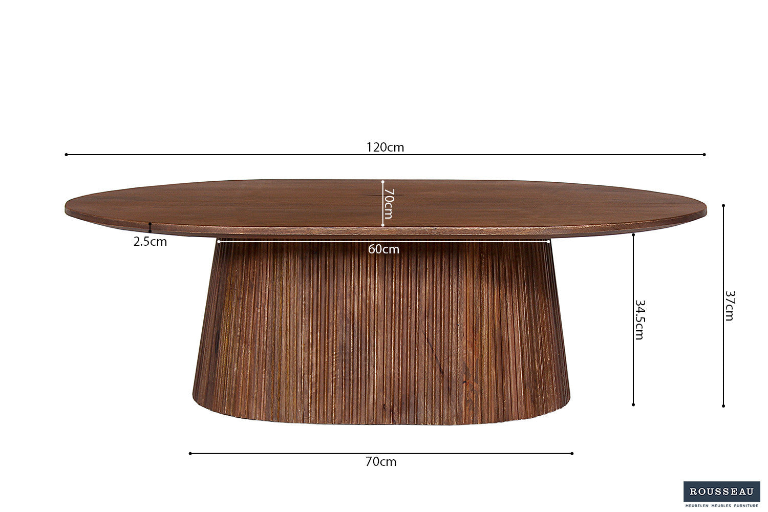 Salontafel 'Miguel' 120 cm Ovaal Mango hout Lichtbruin
