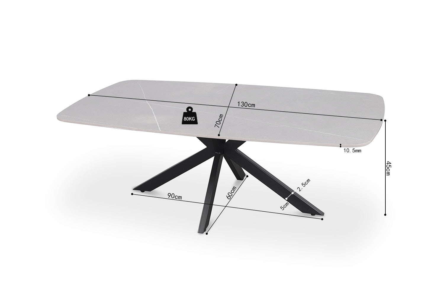Salontafel 'Apollo' 130 cm Deens Ovaal Steen Grijs