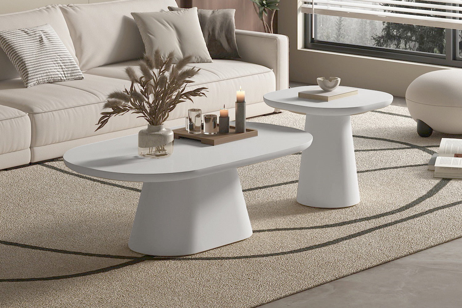 Salontafel Tavira 120 cm Cement Ecru