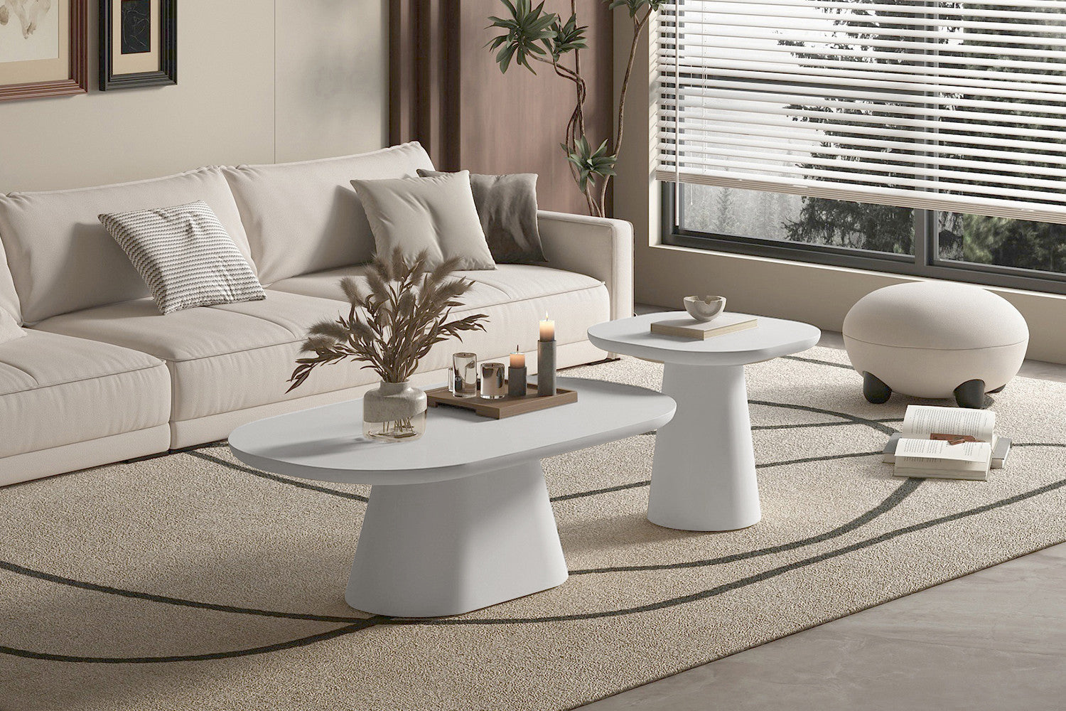 Salontafel Tavira 120 cm Cement Ecru
