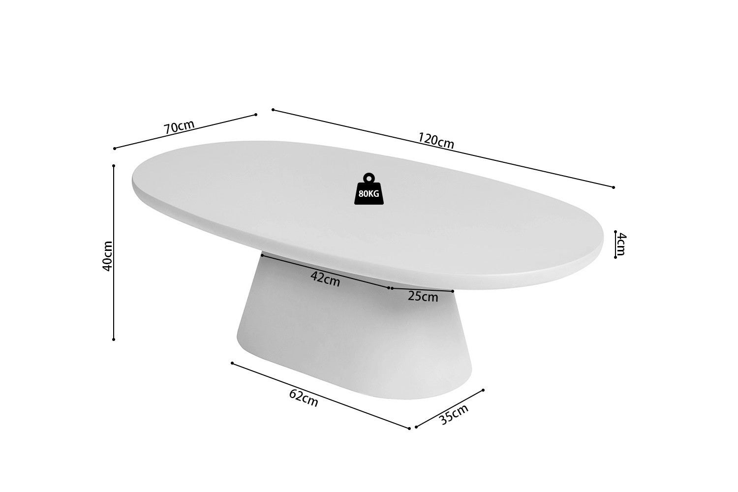 Salontafel Tavira 120 cm Cement Ecru