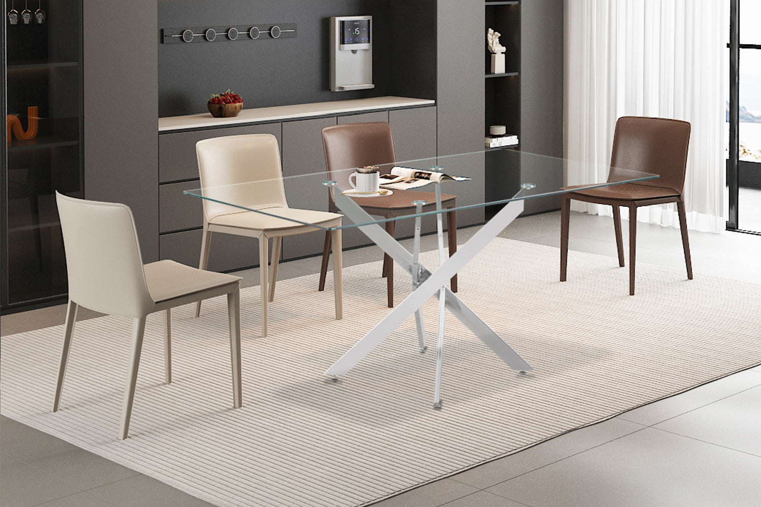 Tafel 'Lasi' 160 cm Glas, Poten Chroom
