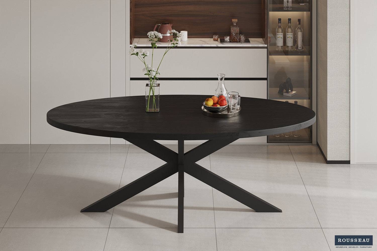 Tafel Alexa 200 cm Ovaal Mango hout zwart
