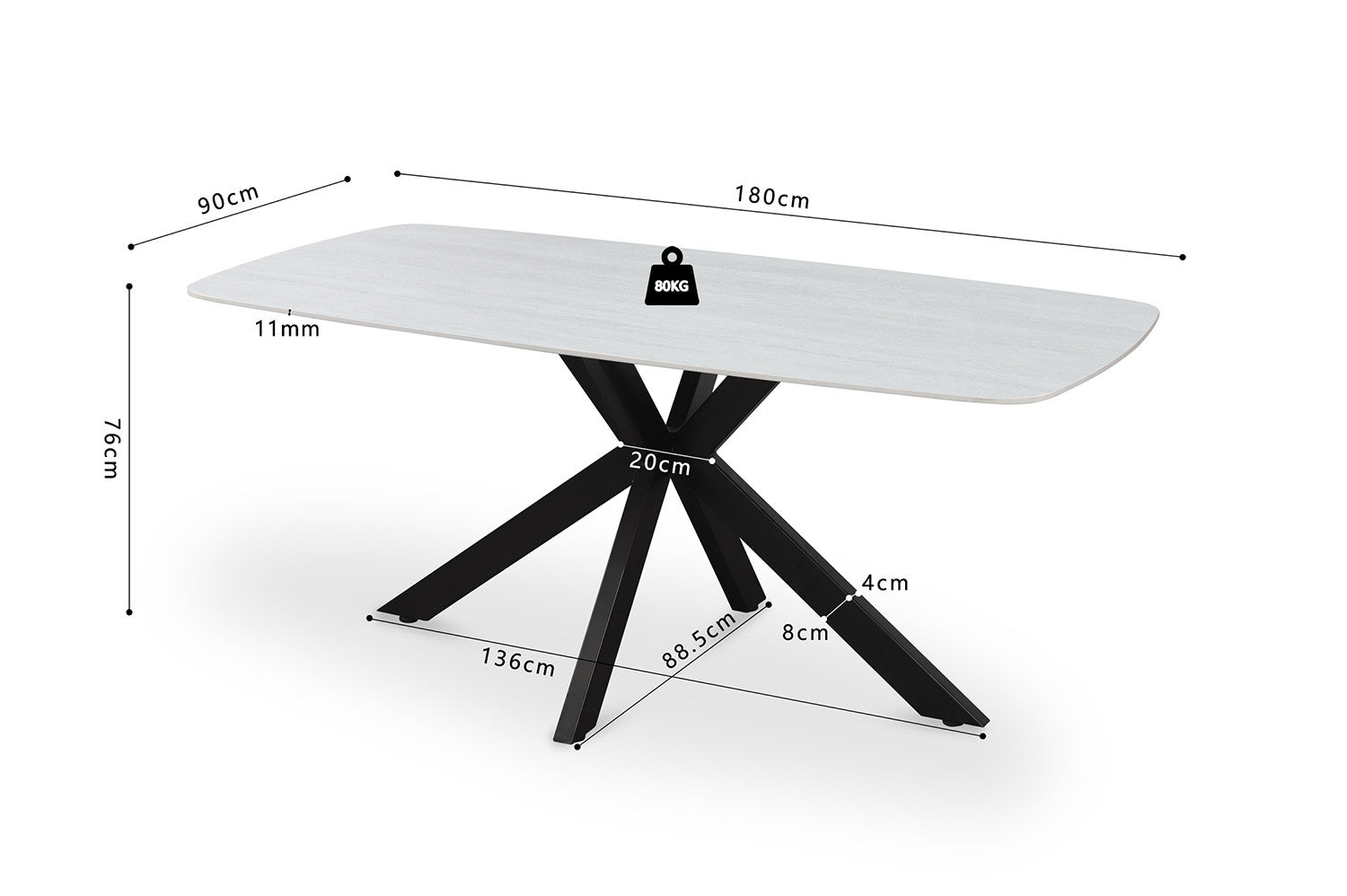 Tafel 'Apollo' 180 cm Deens Ovaal Steen Baroque Grijs
