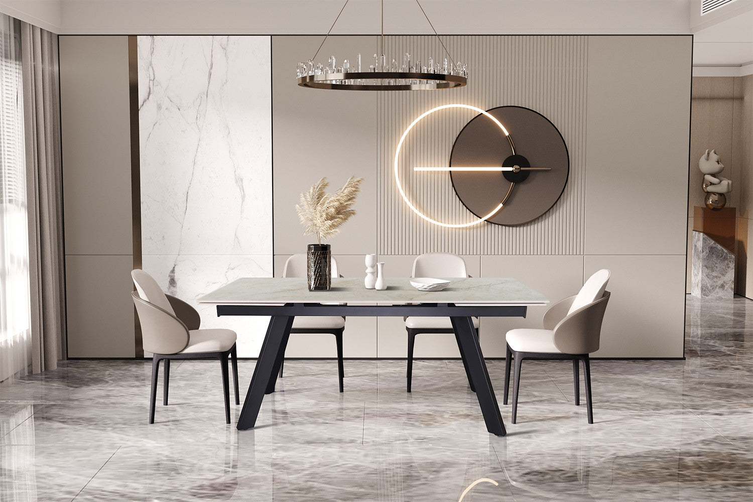Uitschuifbare tafel 'Hera' 160-240 cm Rechthoekig Glanzend Shakespear Beige