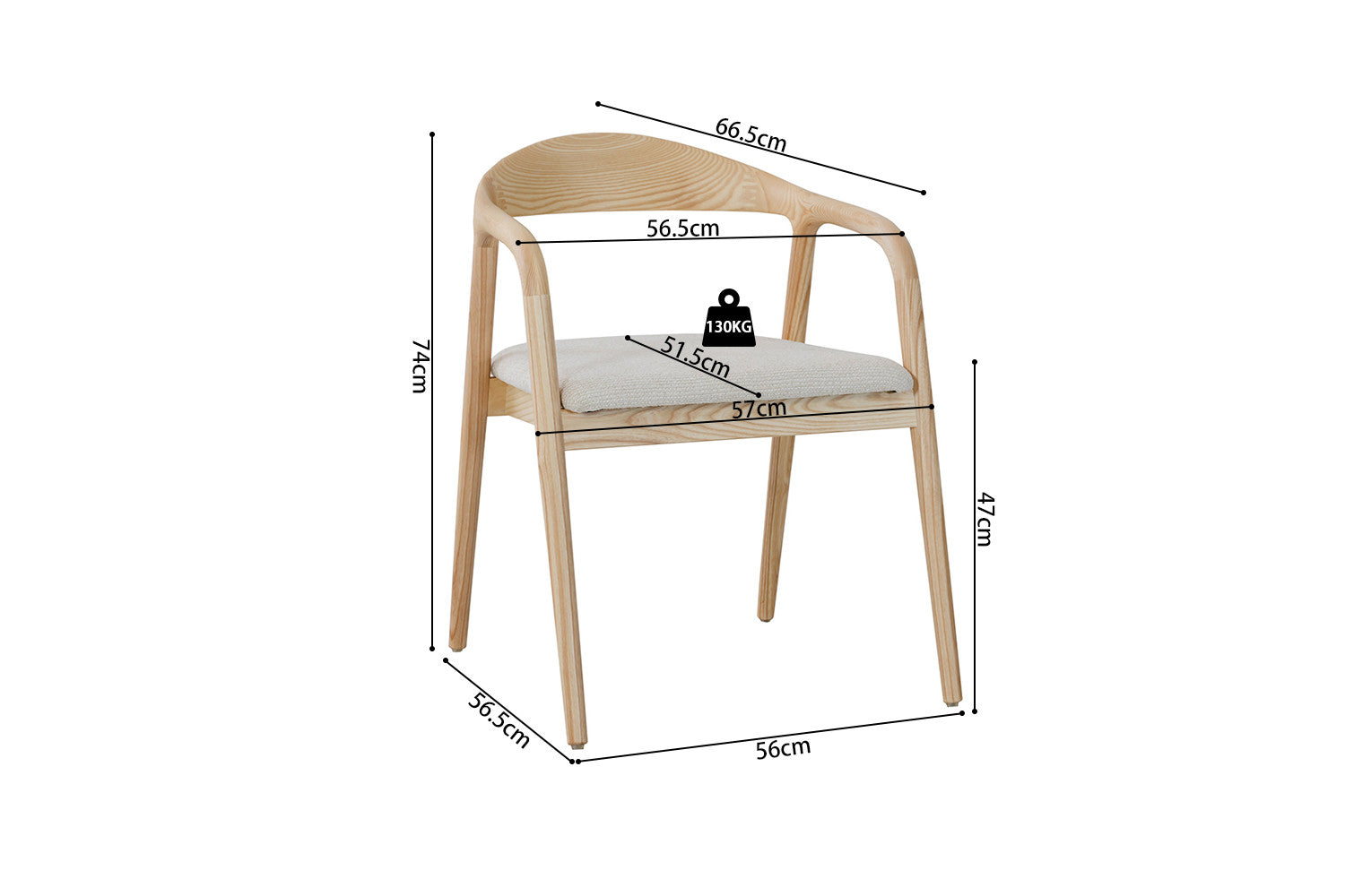 Eetkamerstoel Claire Essenhout Milan Beige