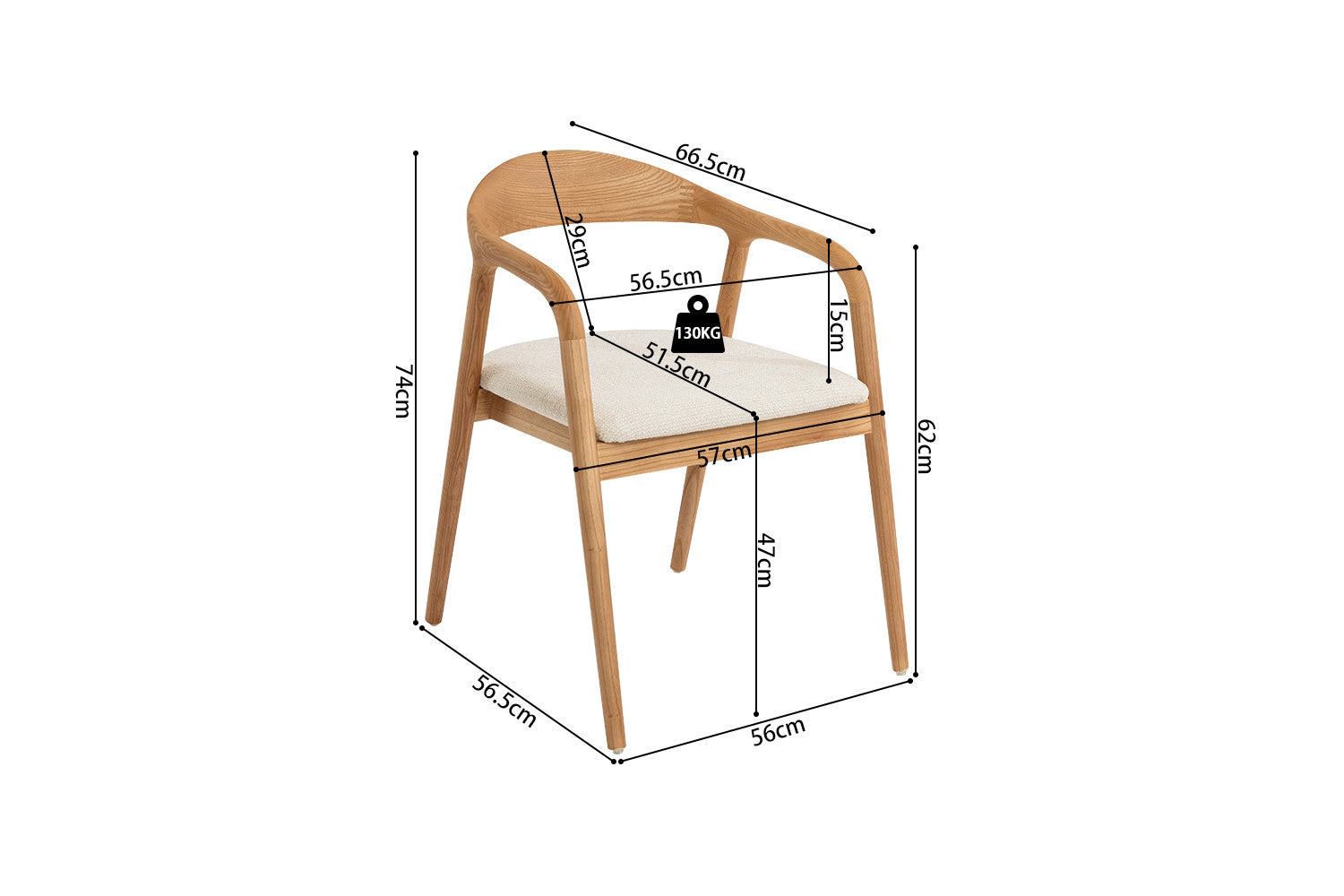 Eetkamerstoel Claire Essenhout Milan Beige