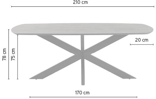 Eetkamertafel deens ovaal 210, Acacia Black