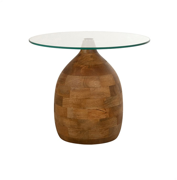 Stella salontafel Ø50, H43, Smooth Natural, Clear glass