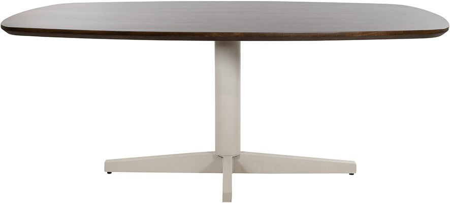 Eetkamertafel 190, deens ovaal, poot Beige, Mango Brown Walnut