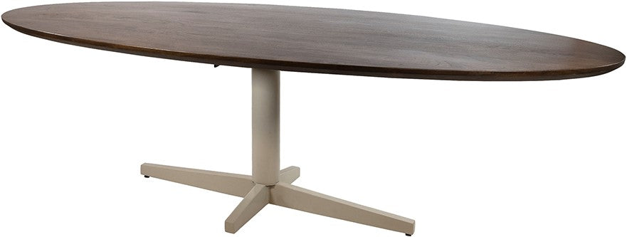 Eetkamertafel 160, ovaal, poot Beige, Mango Brown Walnut
