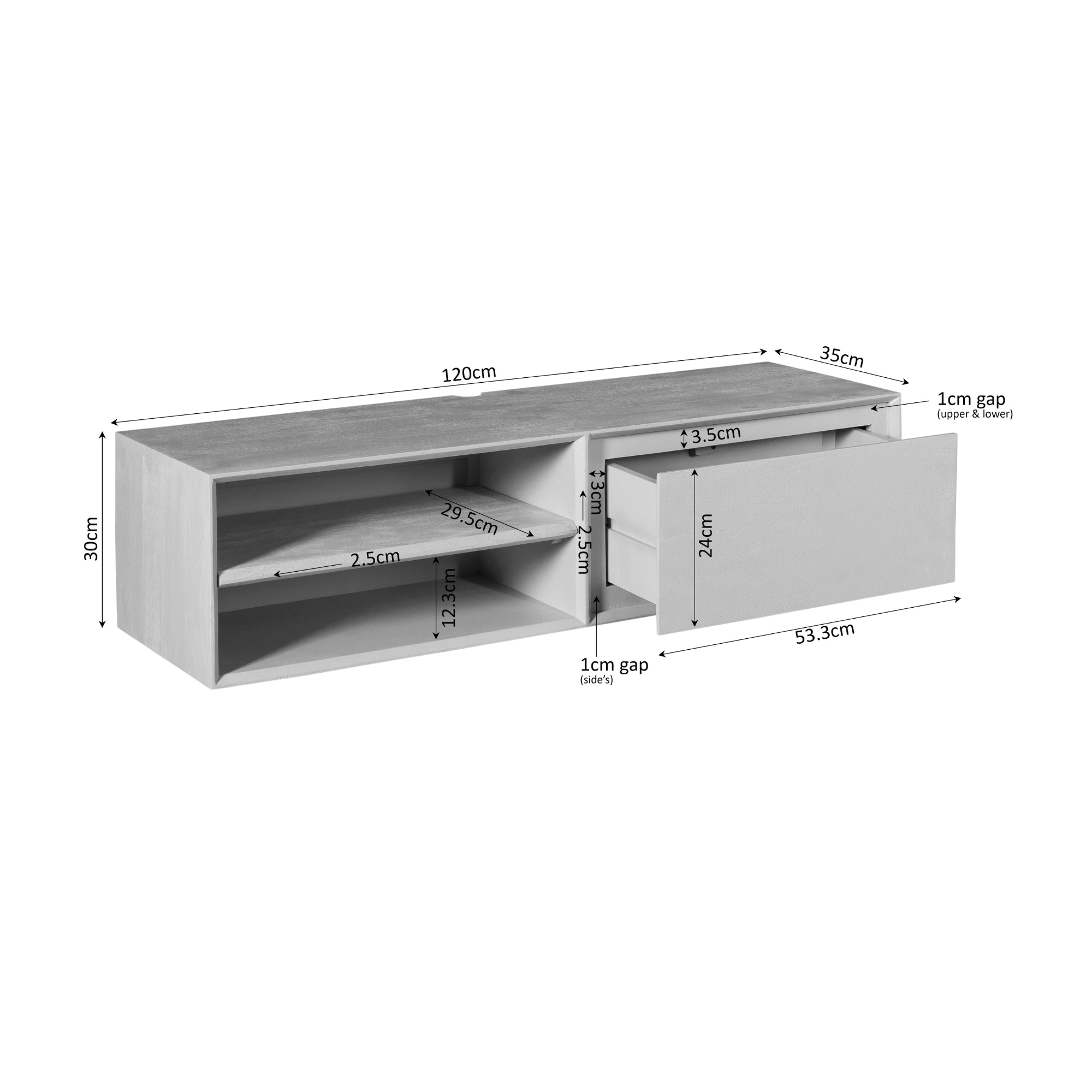 Zwevend tv meubel Ambiance Sand | 120 cm