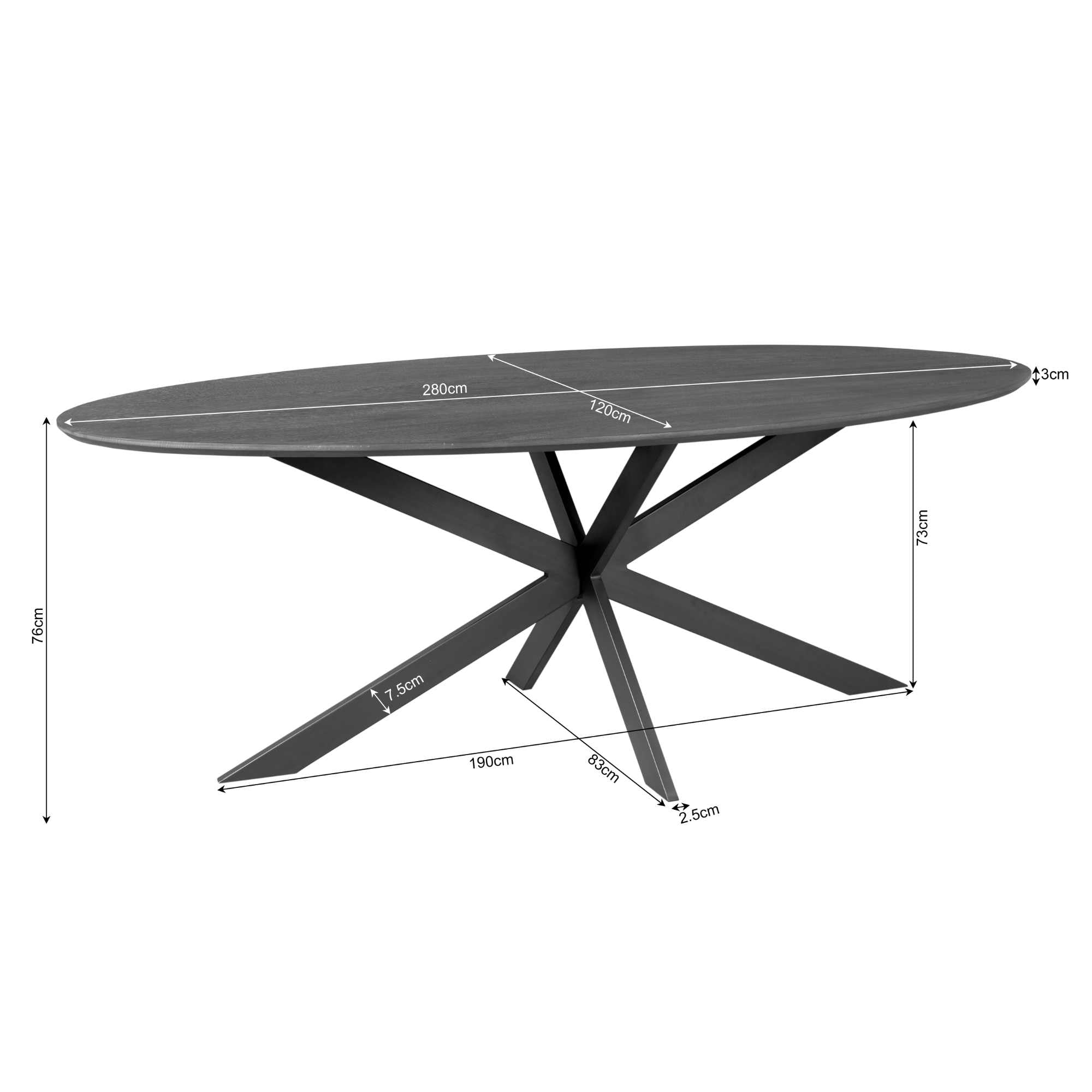 Eiken eettafel Ferris | Ovaal 280 cm | Naturel