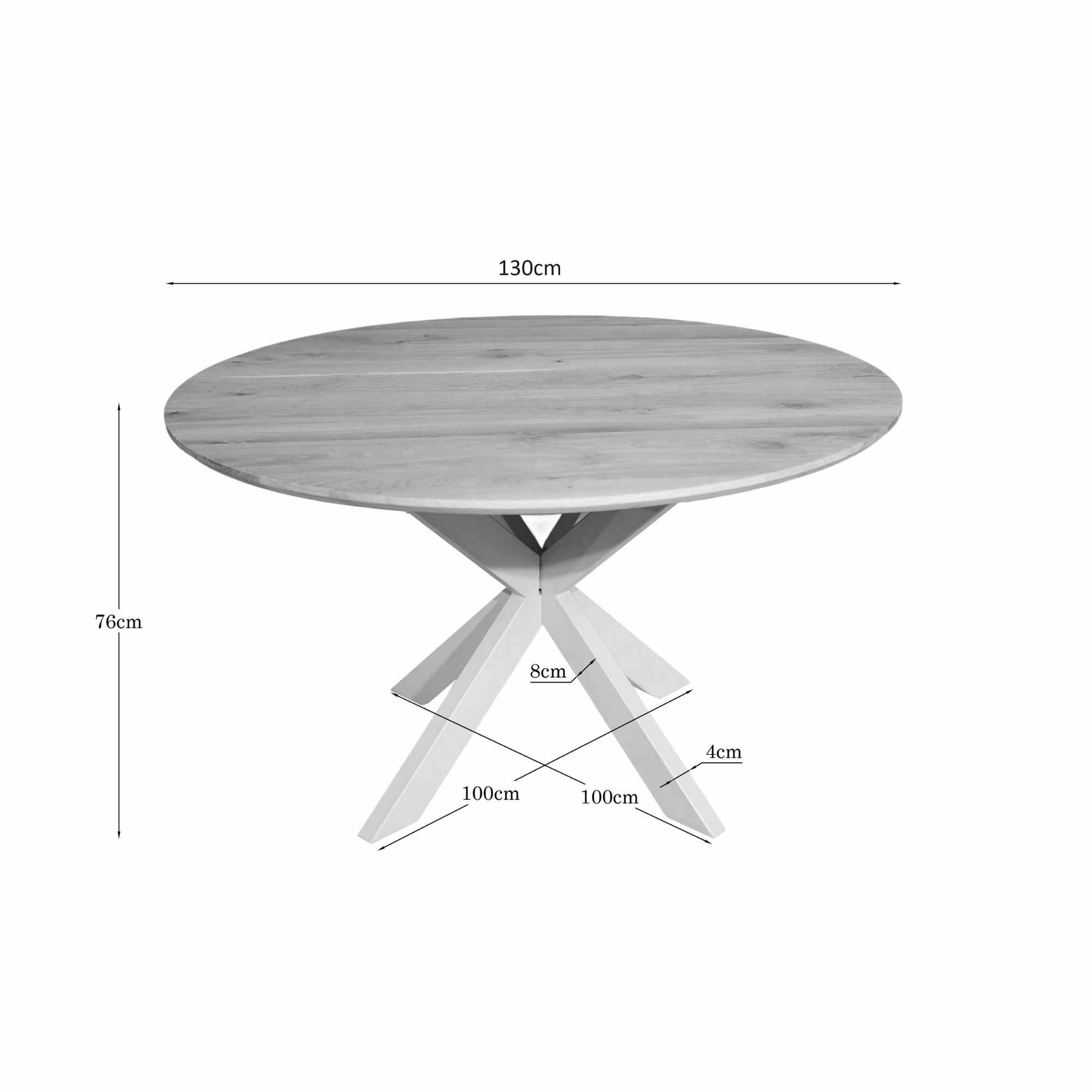 Eiken eettafel Ferris | Rond 130 cm | Naturel | Poot Sand