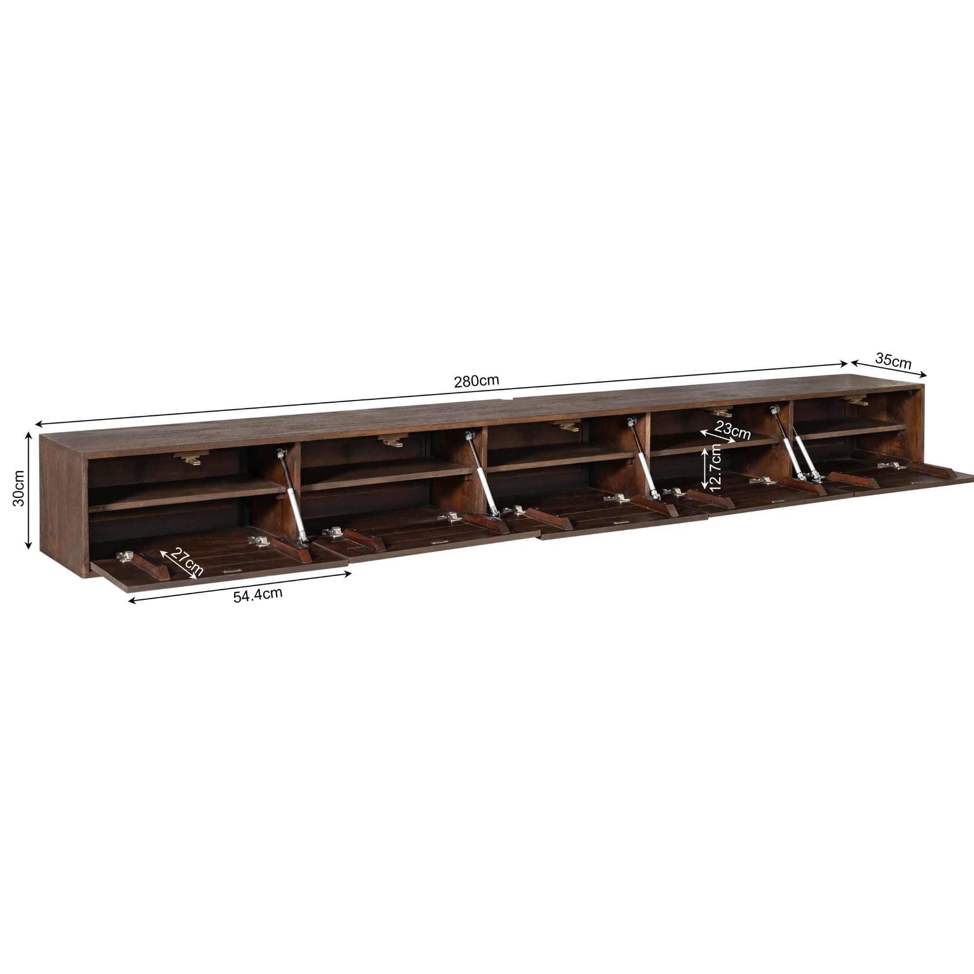 Zwevend tv meubel Vision Brown | 280 cm