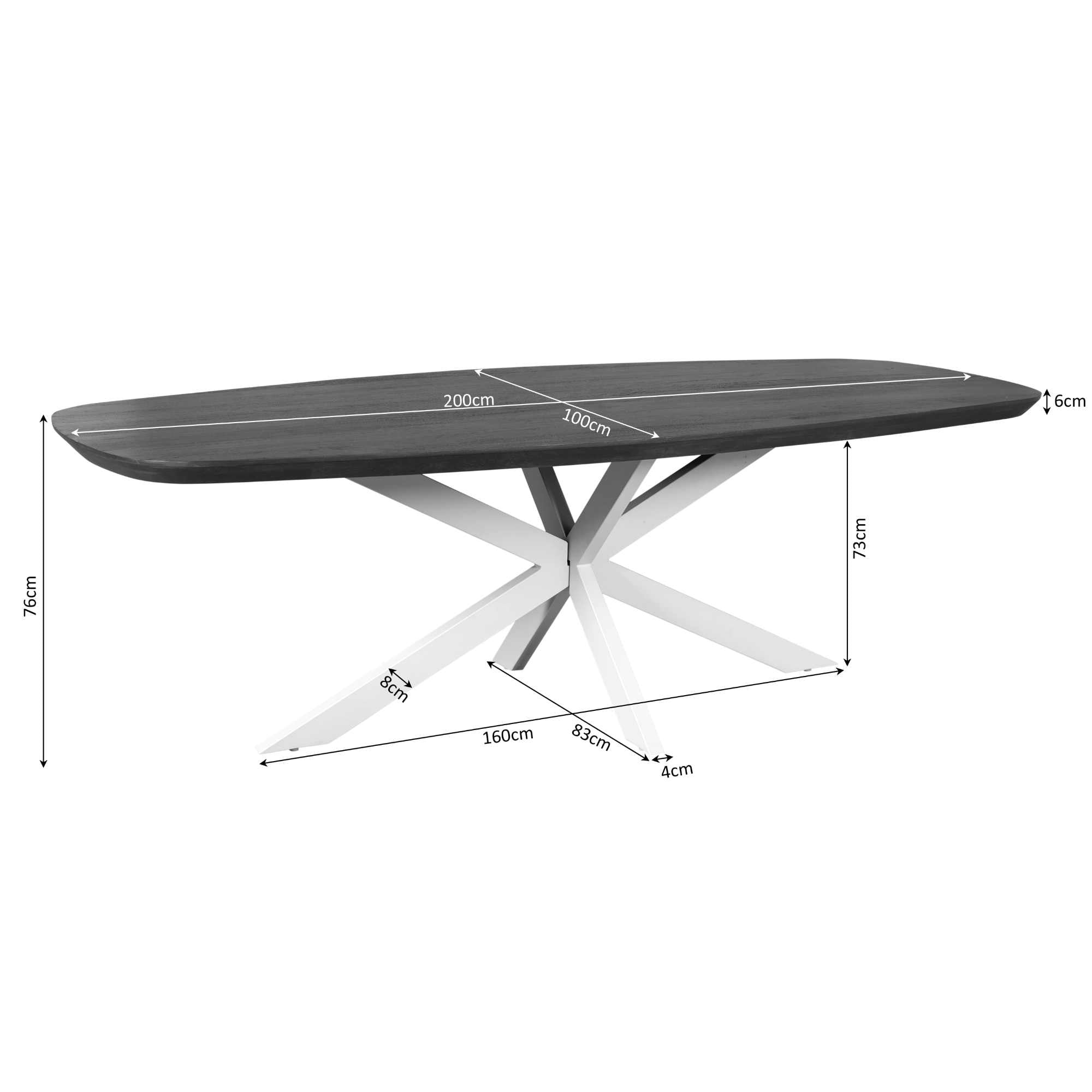 Eettafel Madison Brown | 200 cm | Deens Ovaal | Poot Sand